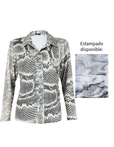 Camisa de punto invierno para señora. Detalle estampado.