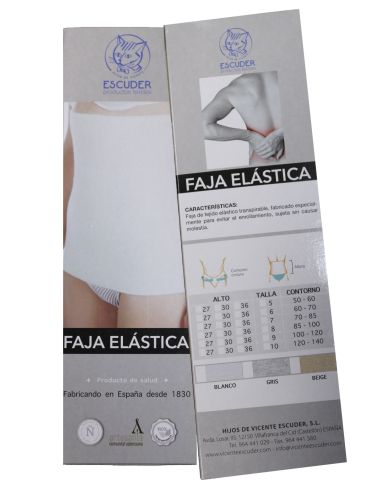 Faja elástica de algodón. Caja.