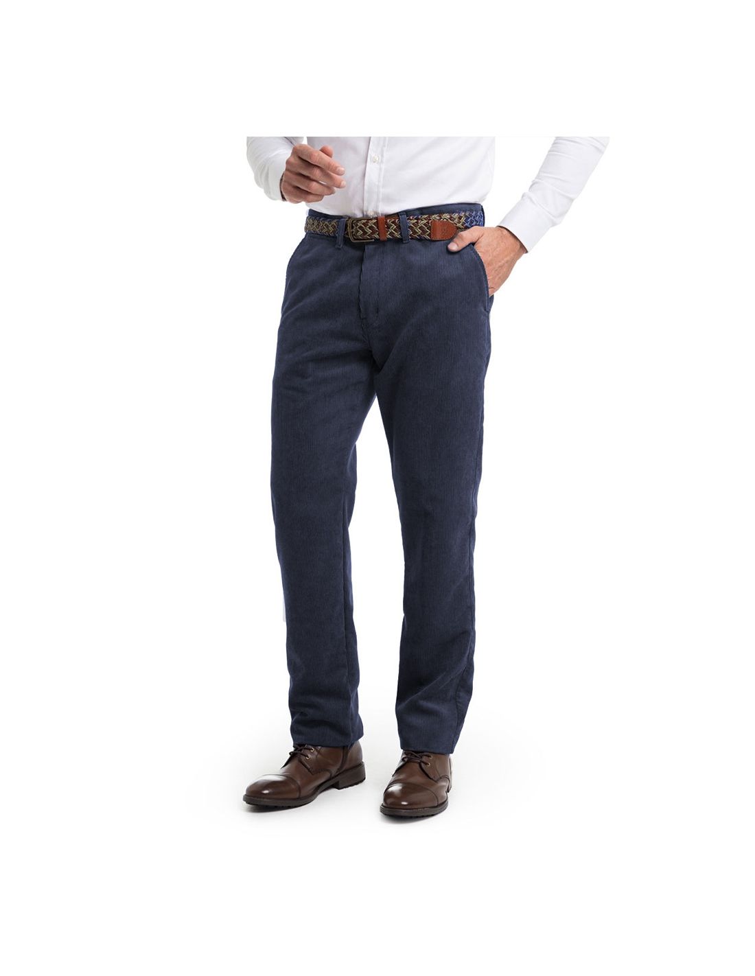 Pantalón chino de hombre pana fina con pinza