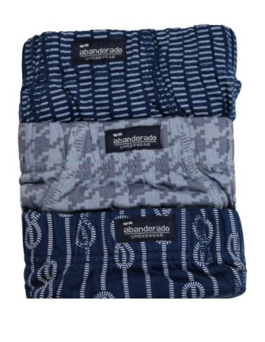 Pack 3 slips estampados y abiertos para hombre. Delantero. Color Azul y Gris