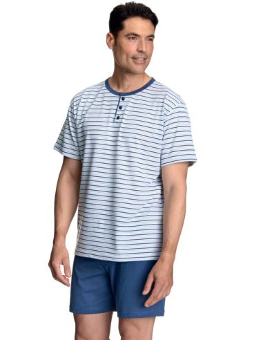 Pijama corto de rayas para hombre, Asman