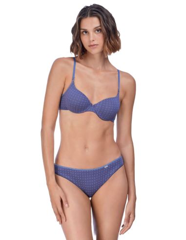 Braga bikini de suave algodón. Azul.