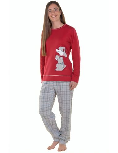 Pijama invierno mujer, perrito caniche.