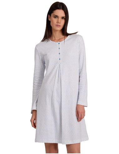 Camisón de punto invierno con interior perchado para mujer. Color azul.