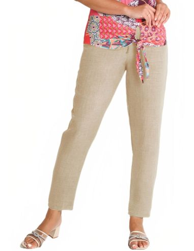 Pantalón largo de verano para mujer. Color beig.