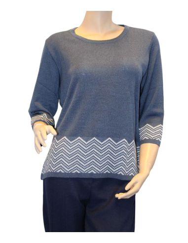 Jersey o suéter de verano para mujer. Detalle frontal. Beig.