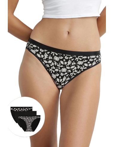 Packs 3 bragas algodón eco-responsable de mujer. Blanco y negro