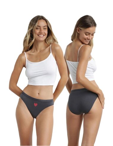 Packs 3 bragas algodón eco-responsable de mujer. Blanco y negro