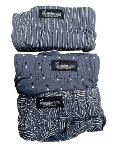 Pack 3 slips estampados de algodón para hombre. Delantero. Color Azul estampado.