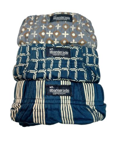 Pack 3 slips estampados y abiertos para hombre. Delantero. Color Azul y Gris