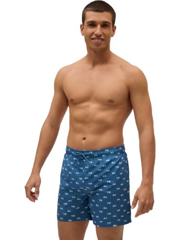 Bañador tipo bóxer holgado para hombre. Detalle frontal.