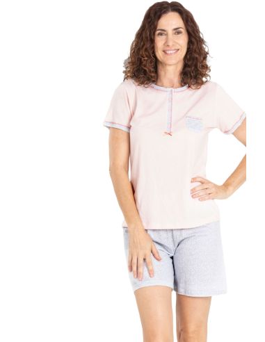 Pijama corto mujer en rosa animal print