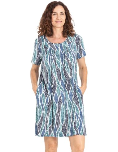 Vestido playero para mujer. Detalle frontal.