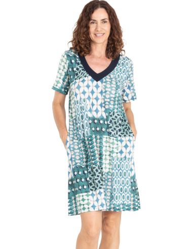 Vestido playero para mujer. Detalle frontal.
