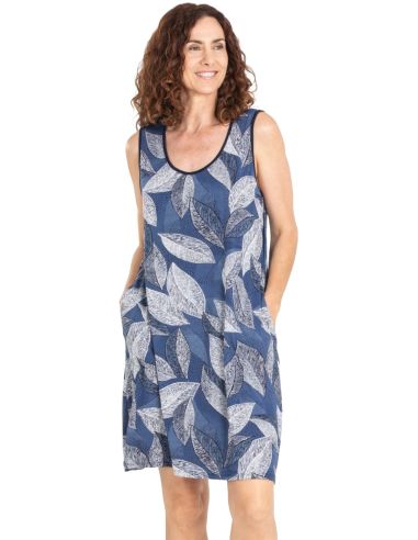 Vestido casual de verano para mujer. Detalle frontal.