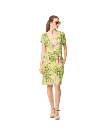 Vestido corto de verano para mujer. Detalle frontal.