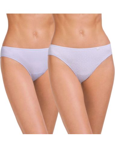 Pack de dos braguitas bikini. Detalle frontal, color melocotón.