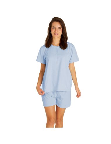 Pijama corto mujer de verano para dormir. Detalle frontal.