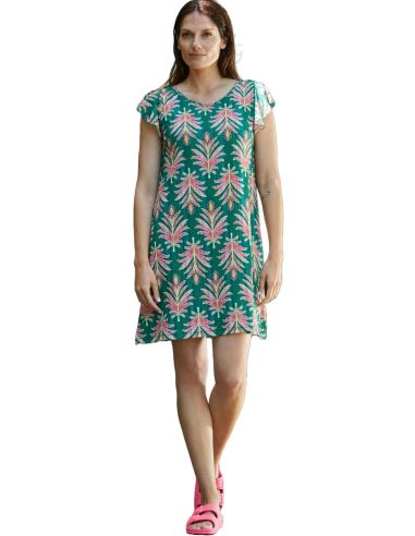 Vestido playero de verano para mujer. Detalle frontal.