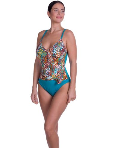 Bañador moldeador para mujer en copa C. Detalle frontal.